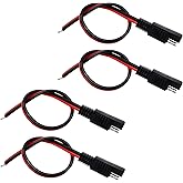 LSKASELUE 4 PCS SAE Connector Cable, 14 AWG 30CM 2 Pin Single Plug Quick Connector Extension Cable, 12V/ 24V SAE Disconnect P
