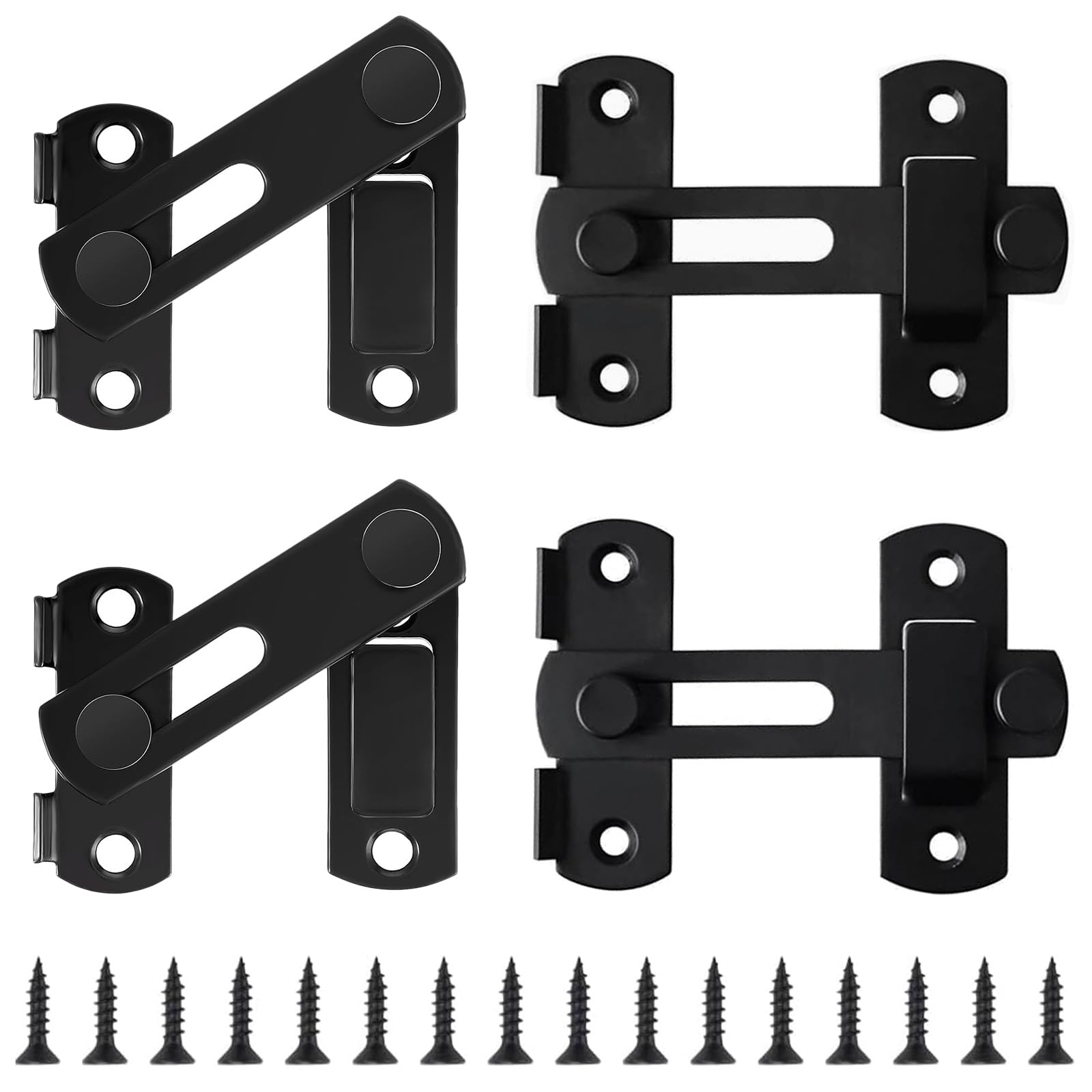 ANBOWEI Flip Sliding Barn Door Lock 180 Degree, 4 Pack 4 Inch Black Small Gate Latches Stainless Steel Flip Latch Safety Door Bolt Latch Lock for Garden, Bathroom, Window, Pet House