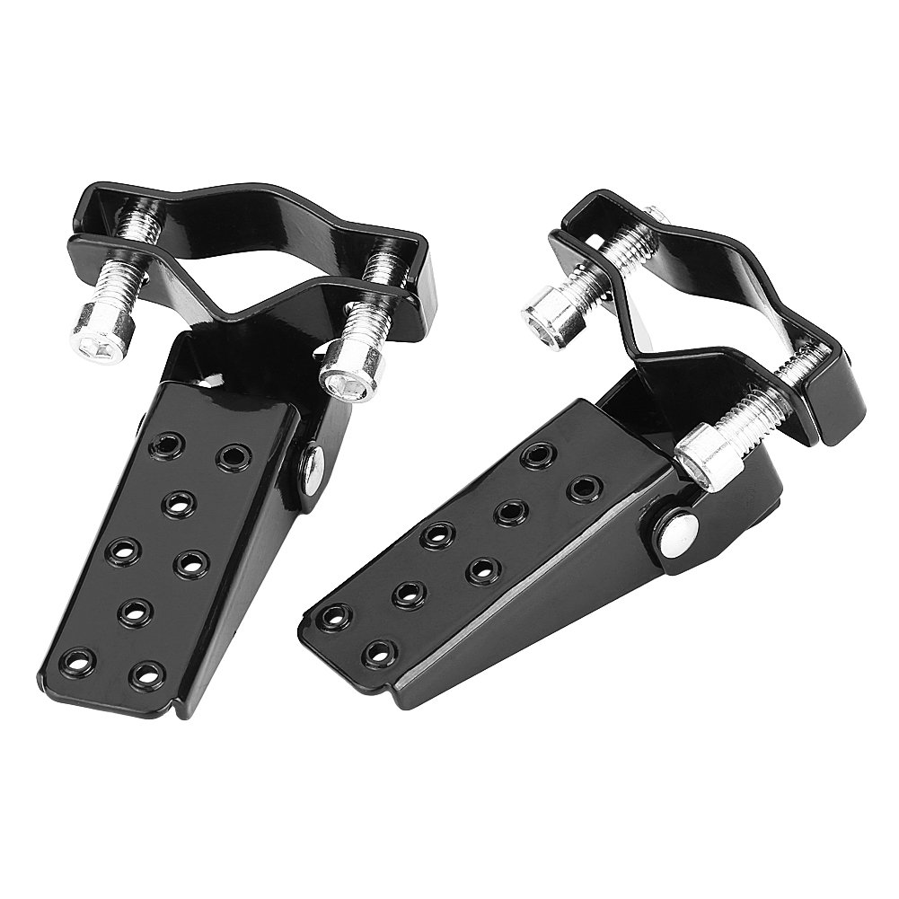 Motorcycle Foot Pegs, 1 Pair Metal Motorcycle Clamp Foot Pegs Motorbike Frame Foot Rests Cross Passenger Foot Pegs Black repose pied moto