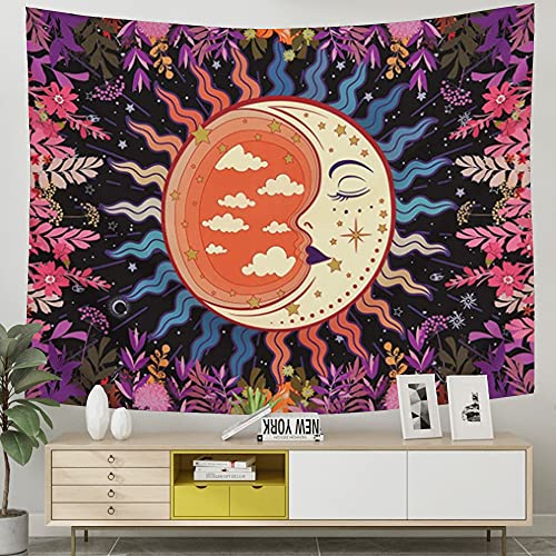 Tapestry for Bedroom, Moon Garden Tapestry Wall Hanging Wall Tapestry Black as Wall Art for Living Room, Dorm Decor