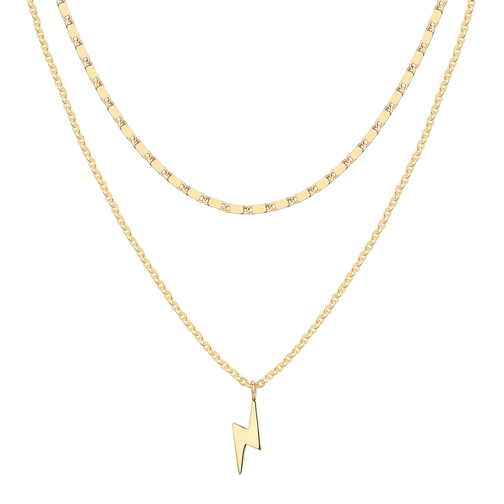 PAVOI 14K Gold Plated Star, Coin, Butterfly, Lightning Cluster Pendant Necklace for Women (Lightning, Yellow Gold Plated)