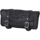GARGOYLE BELLS Motorcycle Tool Bag Leather Motorcycle Handlebar Bag Universal Motorcycle Fork Bag Saddlebags Sissy Bar Storage Tool Bag for Motorcycle