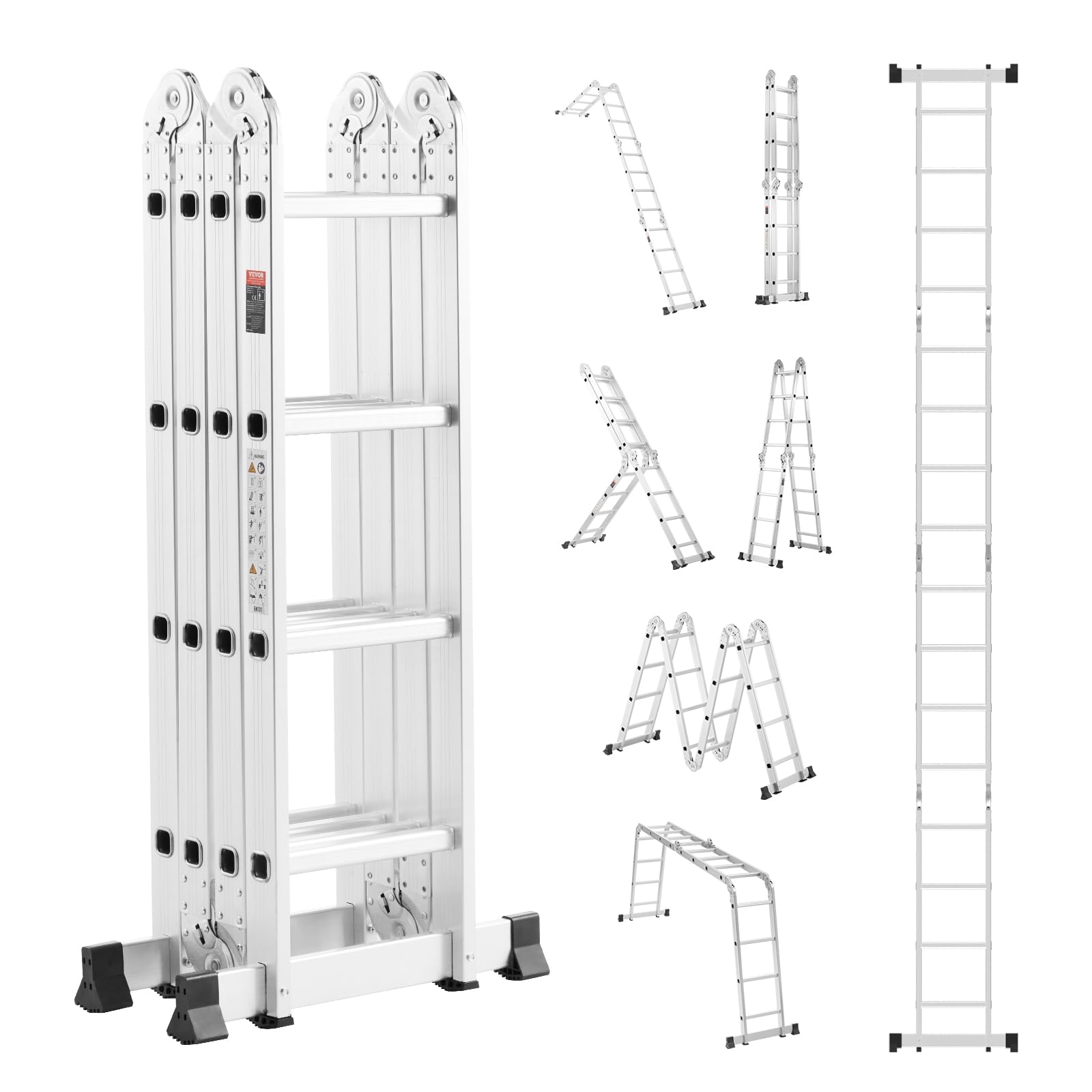 Photo 1 of ***FINAL SALE*** VEVOR Multi-Purpose Folding Ladder, 7-in-1 Tall Extension Step Ladder, A Frame 4 Step Telescoping Ladder, 15.5ft Reach Height Heavy Duty Adjustable Ladder, 330 lbs Capacity for Home Outdoor