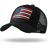 American Flag Trucker Hat - Snapback Hat, Baseball Cap for Men Women - Breathable Mesh Side, Adjustable Fit - for Casual Wear