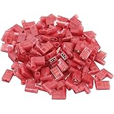 RuoFeng 100PCS 90 Degree Nylon Flag Spade Female Insulated Quick Disconnects Electrical Crimp Wire Terminals Red Right Angle 