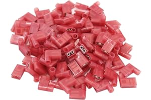 RuoFeng 100PCS 90 Degree Nylon Flag Spade Female Insulated Quick Disconnects Electrical Crimp Wire Terminals Red Right Angle Spade Connector 22-18 Gauge