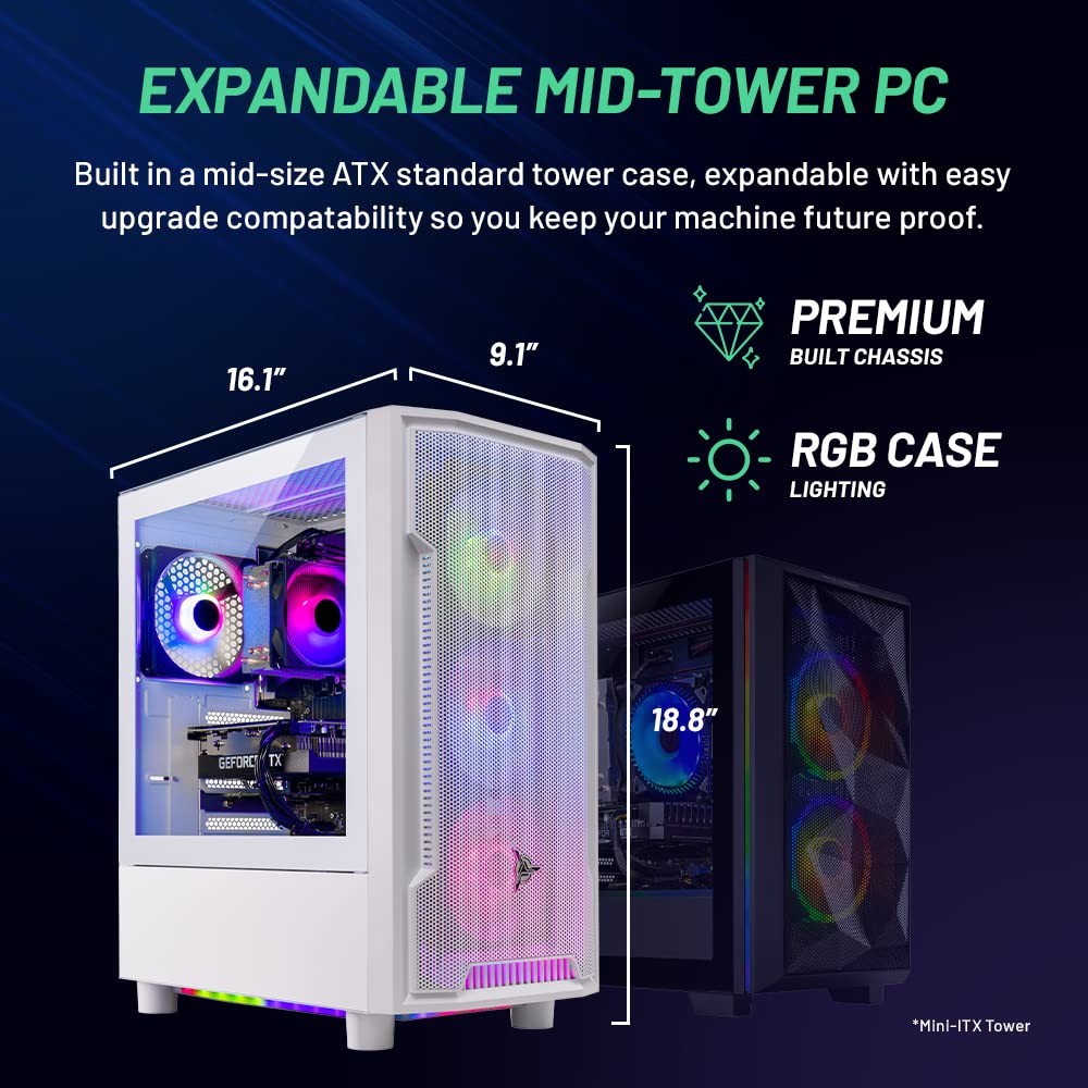 Skytech Gaming Archangel Gaming PC Desktop – AMD Ryzen 5 3600 3.6 GHz, NVIDIA RTX 3050, 500GB NVME SSD, 8GB DDR4 RAM 3200, 600W Gold PSU, 11AC Wi-Fi, Windows 11 Home 64-bit