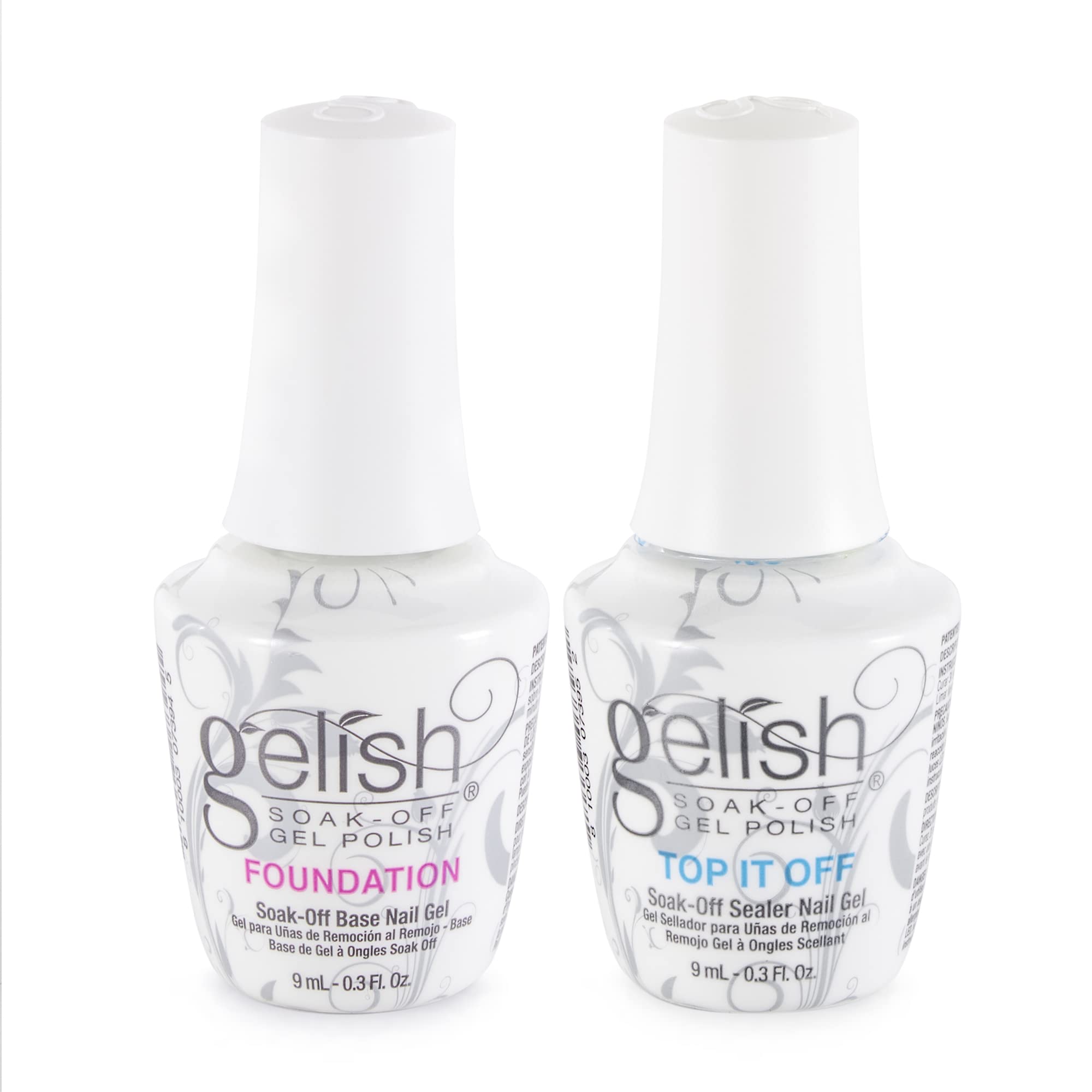 Gelish Mini Dynamic Duo - Foundation Base Gel & Top It Off Sealer Gel Set, Long-lasting, High-Shine Finish for Gel Manicures, Cures Fast in LED/UV Light, No Chips, Soak-Off, 9mL Each