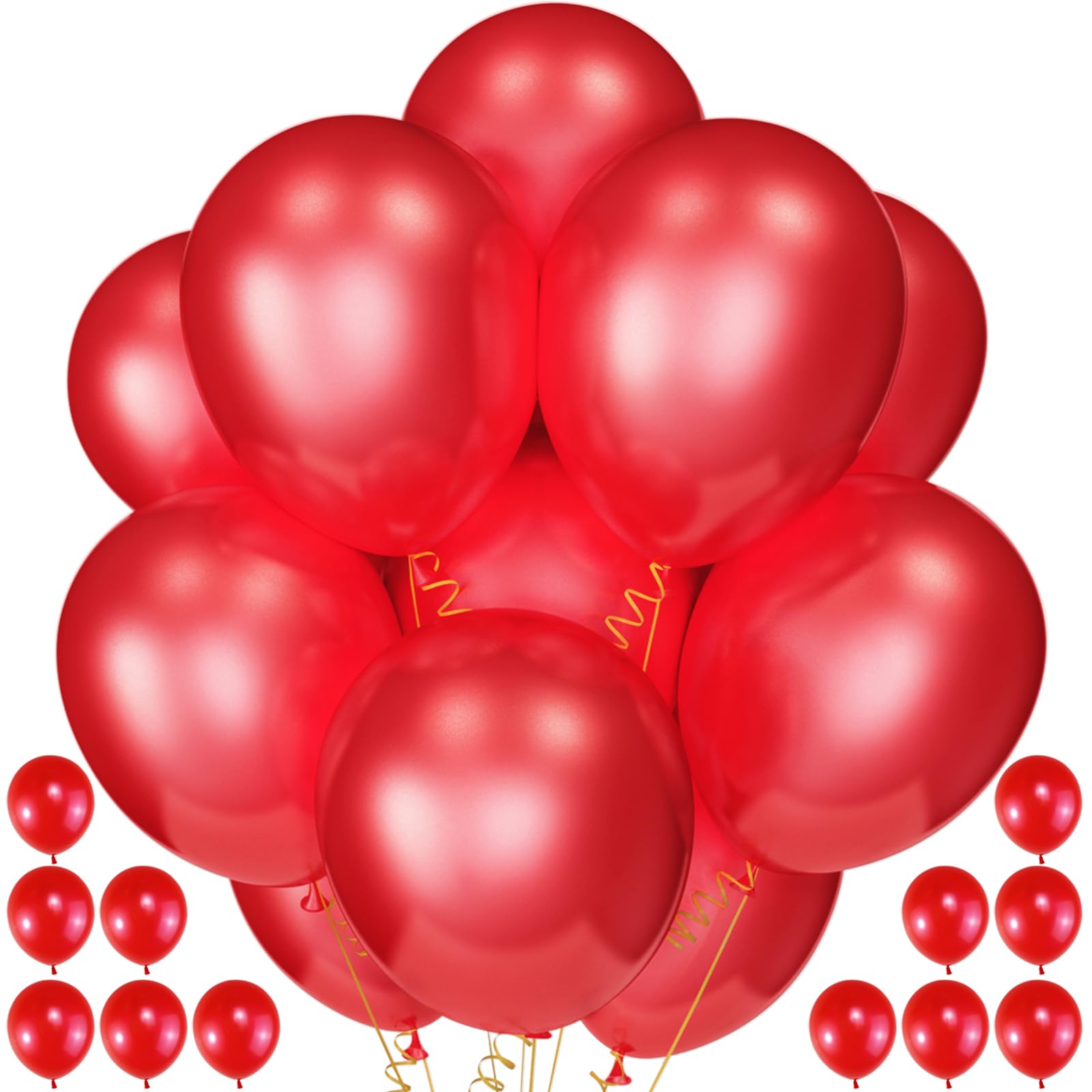 View 1 of 120 Pack Pearl Red Balloons, Bright 12 inch Royal Red Latex Party Balloons for Birthday Wedding Baby Shower Halloween.