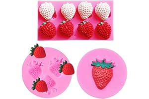 MOLDFUN 3Pcs/Set Strawberry Fondant Gumpaste Mold Silicone Chocolate Candy Mold for Cupcake Cake Decoration Handmade Soap Embeds Polymer Clay Resin Mold