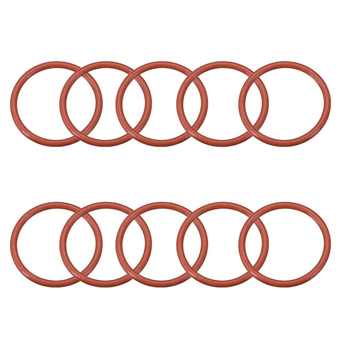 sourcingmap Silicone O-Ring, 45mm OD, 38mm ID, 3.5mm Width, VMQ Seal Rings Gasket, Red, Pack of 10