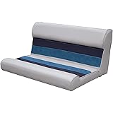 Wise 8WD100-1011 Deluxe Series 37" Pontoon Bench Seat Cushion Set (Base Required to Complete), Grey/Navy/Blue