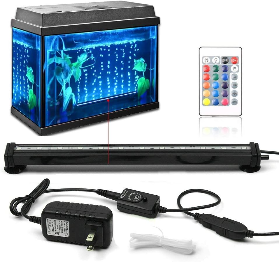 Fish Tank Light KAPATA Aquarium Fish Tank LED Lights with 24key Controller 16 Colors and 4 Changing Modes Air Bubble Lights 30CM/12inch