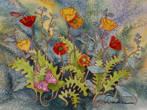 Mcgowan'S Tuftop Small Tempered Glass Board, Red and Yellow Poppies Design, 8-3/4-Inch by 11-Inch