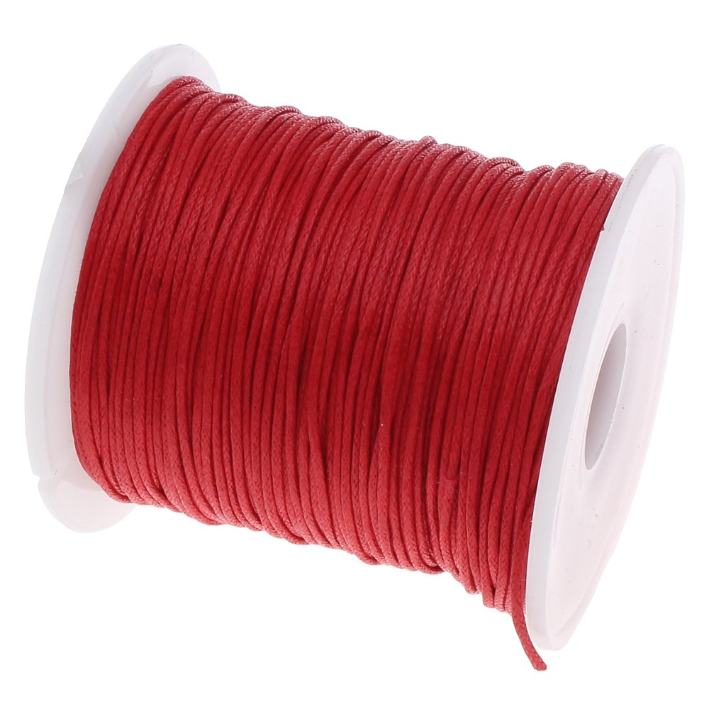 Perlin - 75 m waxed cotton cord red 1 mm waxed jewellery cords wax threads cotton cord wax cord wax cord bead cord jewellery making C167