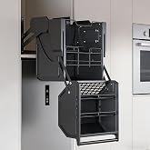Double-Body Top Cabinet Lift Basket Pull Down Shelf Cabinet Organizer Removable Storage Rack With Dual-Direction Damping Shock Absorption Suitable for Kitchens and Bathroom 710x485x497mm/28x19x19.6in