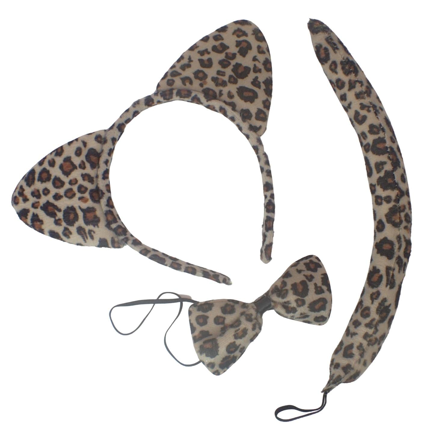 Topkids Accessories Animal Headband for Kids & Toddlers, Animal Ears, Fancy Dress, World Book Day Costumes, Kids Dress up, Halloween (Leopard w/Tail & Bow Tie)