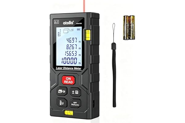 atolla Laser Measure 328Ft, Digital Laser Distance Meter with 2 Bubble Levels,Portable M/in/Ft Unit Switching Backlit LCD, Me