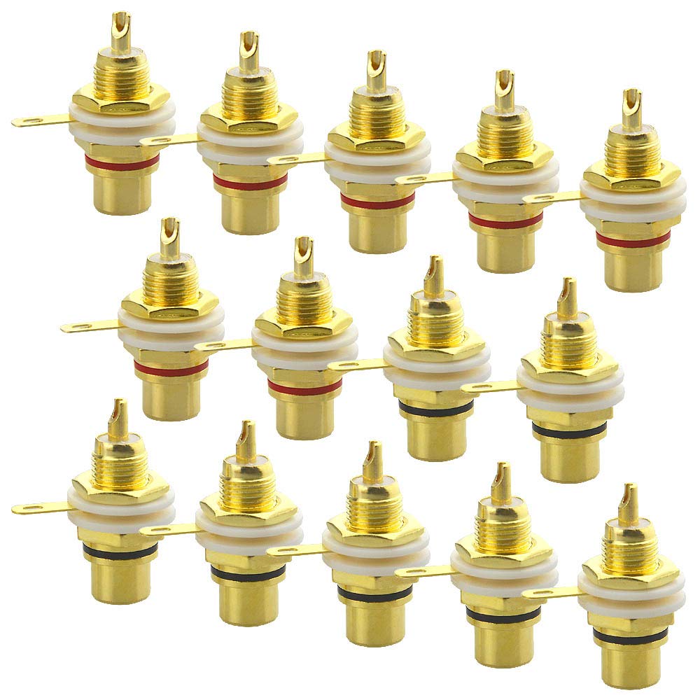 WMYCONCONG 14 PCS RCA Female Phono Panel Mount Audio RCA Socket Connector Audio Terminal Jack Panel Mount for Amplifier Audio Terminal Plug