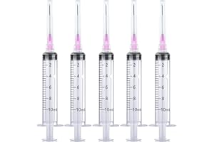 HABEUNIVER 25 Pack 10ml Plastic Syringes with 18Ga, for Scientific Labs, Industrial Dispensing and Liquid Measuring Syringe Tools, Individually Sealed Packaging