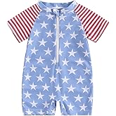 Socutebabe Toddler Infant Baby Boys Swimsuit Kids Rash Guard One Piece Newborn Zipper Bathing Suit Swimwear with Hat