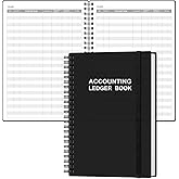 Accounting Ledger Book - A5 Ledger Book for Bookkeeping, Small Businesses &amp; Personal Use, Expense Tracker Notebook for Tracking Money, Expenses, Deposits &amp; Balance, 5.8" x 8.4", Black