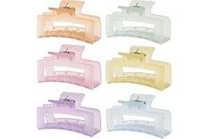 Sisiaipu 3.5 Inch Medium Hair Accessories - 6 Pack Square and Rectangle Banana Jaw Clips for Women and Girls - Ice Cream