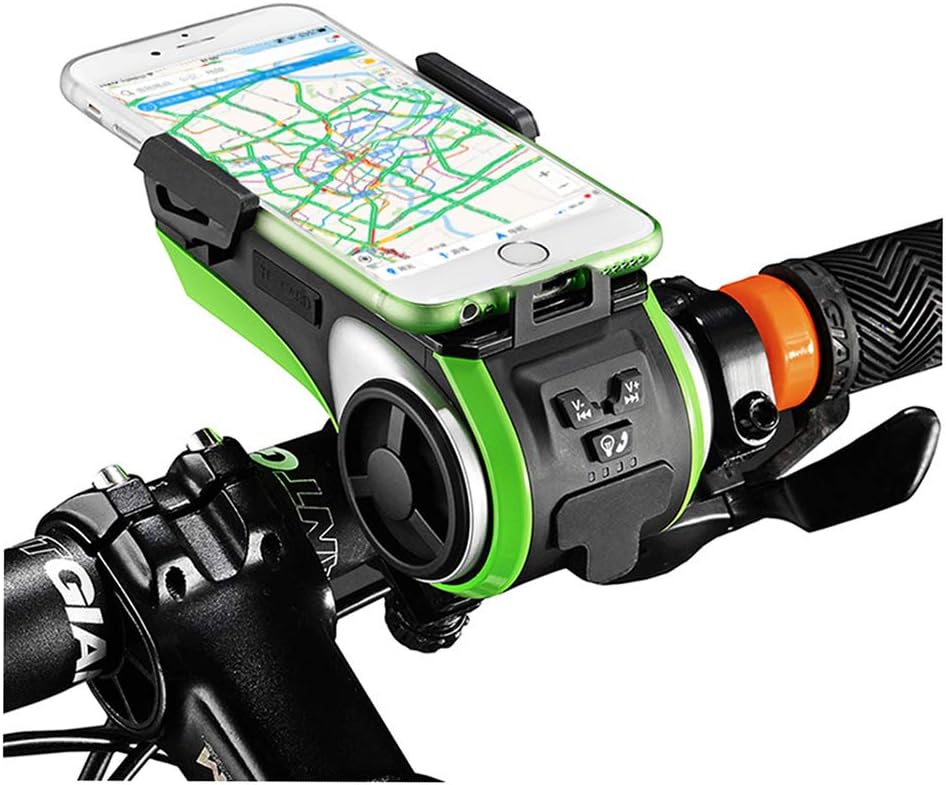 Fahrradlicht,IP5 Wasserdicht Freisprecheinrichtung Bluetooth Lautsprecher Set mit Led Vorne Fahrradbeleuchtung,4400mAh USB Aufladbar Powerbank,Fahrradglocke und Handyhalter für Fahrrad Zubehör