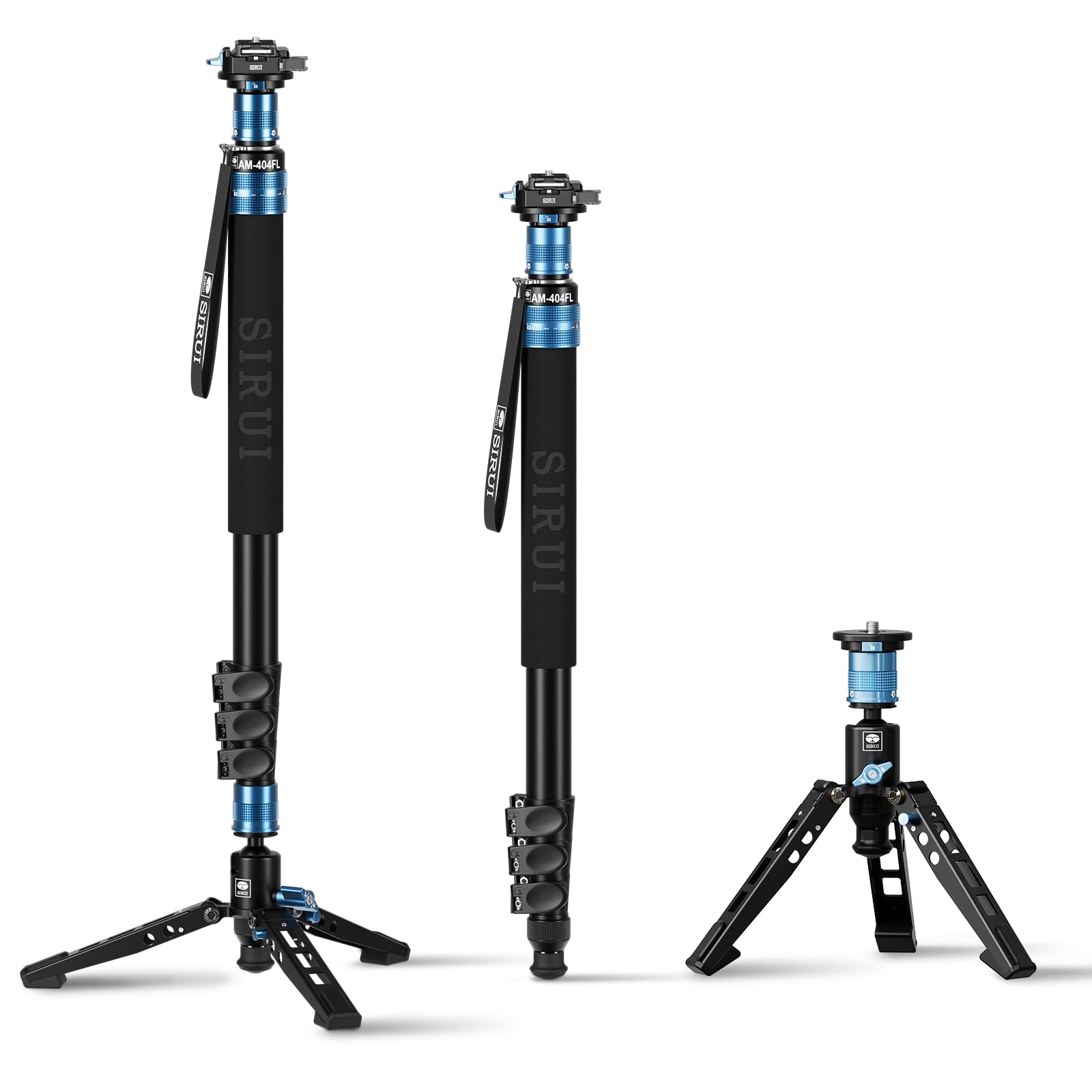 SIRUI Aluminum Monopod with Feet, 75.8" Compact Professional Monopod for Cameras, Supports up to 33lbs, Compatible with Sony, Canon, Nikon DSLR, AM-404FL+QC-55