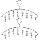 Skroad Stainless Steel Laundry Drying Rack Clothes Hanger with Windproof Hook,Underwear Hanger,Clothes Hangers with 8 Clips for Drying Socks,Diapers,Baby Clothes(2 Pack)
