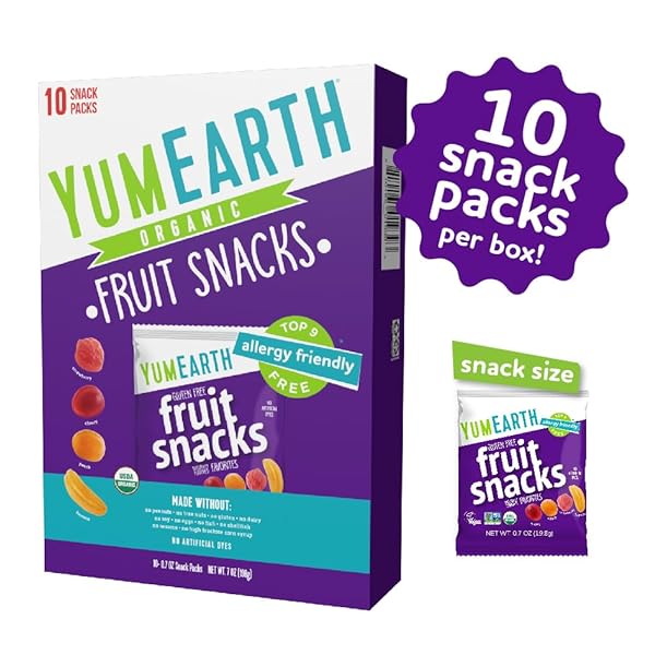 YUMEARTH ORGANIC FRUIT SNACKS BOX, 0.7 OUNCE (PACK OF 10)