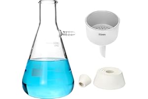 QWORK Buchner Funnel Kit, 1000ML Vacuum Flask, 80mm Funnel, Borosilicate Glass Heavy Wall Filtering Flask