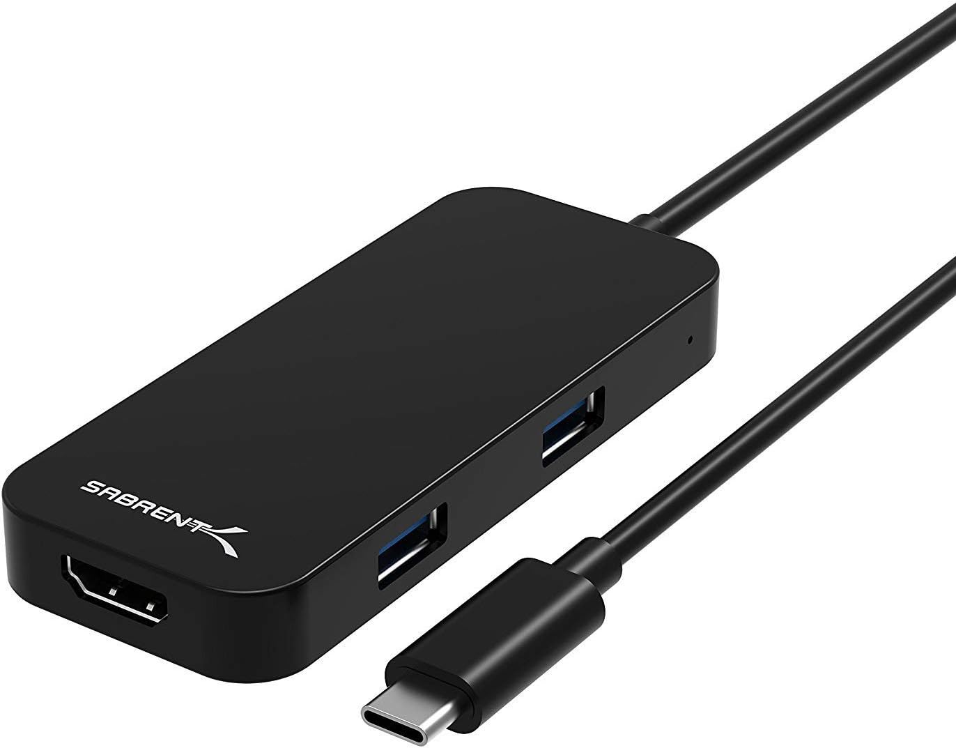 SABRENT USB HDMI Adapter, USB Hub Type C Multiport, 4K HDMI to USB C, Laptop Accessories, Black Aluminum (HB-HDUC)