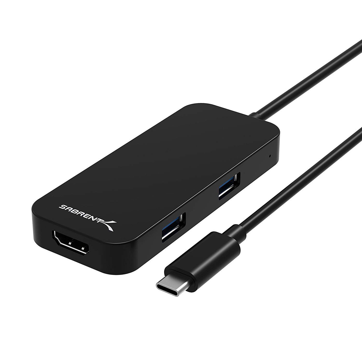 SABRENT USB HDMI Adapter, USB Hub Type C Multiport, 4K HDMI to USB C, Laptop Accessories, Black Aluminum (HB-HDUC)