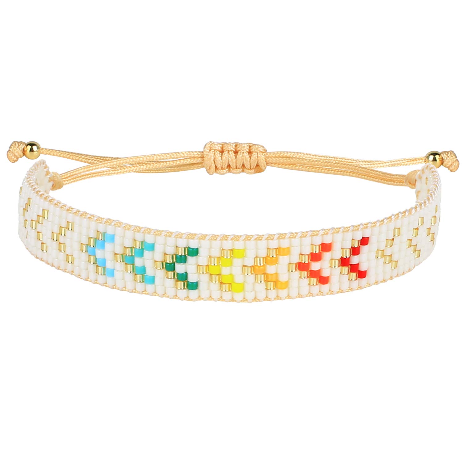 KELITCH Rainbow Arrow Wrap Bracelets Japan Miyuki Beaded Bracelets Handmade Braided Statement Jewelry (Arrow 01E)