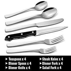 Hiware 24-Piece Silverware Set with Steak