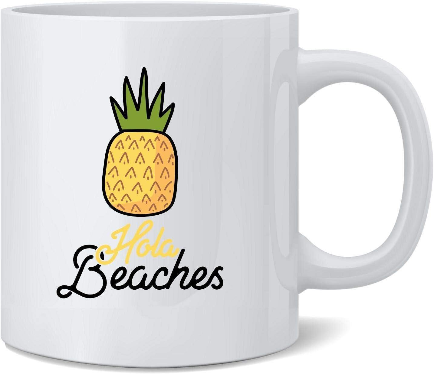 Tazas de café, Hola Beaches piña divertidas vacaciones gráfico taza de