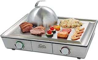 Solis Tischgrill, Edelstahl-Grillplatte, Teppanyaki-Glocke, Zwei Heizzonen, Grillen und Dünsten, Teppanyaki at Home Grill