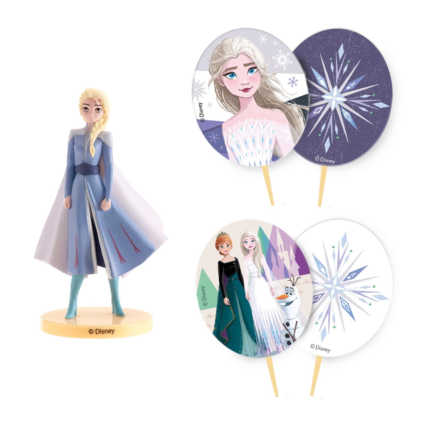 dekora - Cake decoration birthday set | cake decoration birthday set with Elsa figure and cake topper - cake accessories made of PVC, 303020