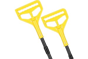 VOUBIEN Commercial Mop Handle Heavy Duty,58" Industrial Mop Stick,Wet Mops Head Replacement Holder for Professional/Industrial Floor Cleaning, 2 Pack,Yellow,