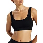 Omwilddo Ribbed U Back Sports Bra for Women Padded Cotton Blend Light Support Soft Yoga Bralette Moisture Wicking Cami