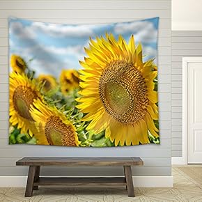 Beautiful Field with Sunflower - Fabric Wall Tapestry Home Decor - 51x60 inches
