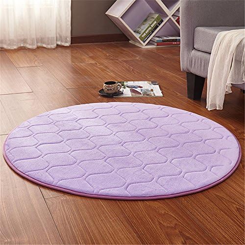 CAMAL Carpets, Round Washable Coral Velvet Decorative Rug Living Room Bedroom and Bathroom (100cm, Purple)