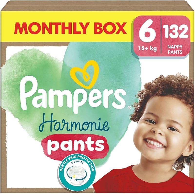 Pampers Harmonie Nappy Pants Size 6 132 Nappies 15kg+ Monthly Pack
