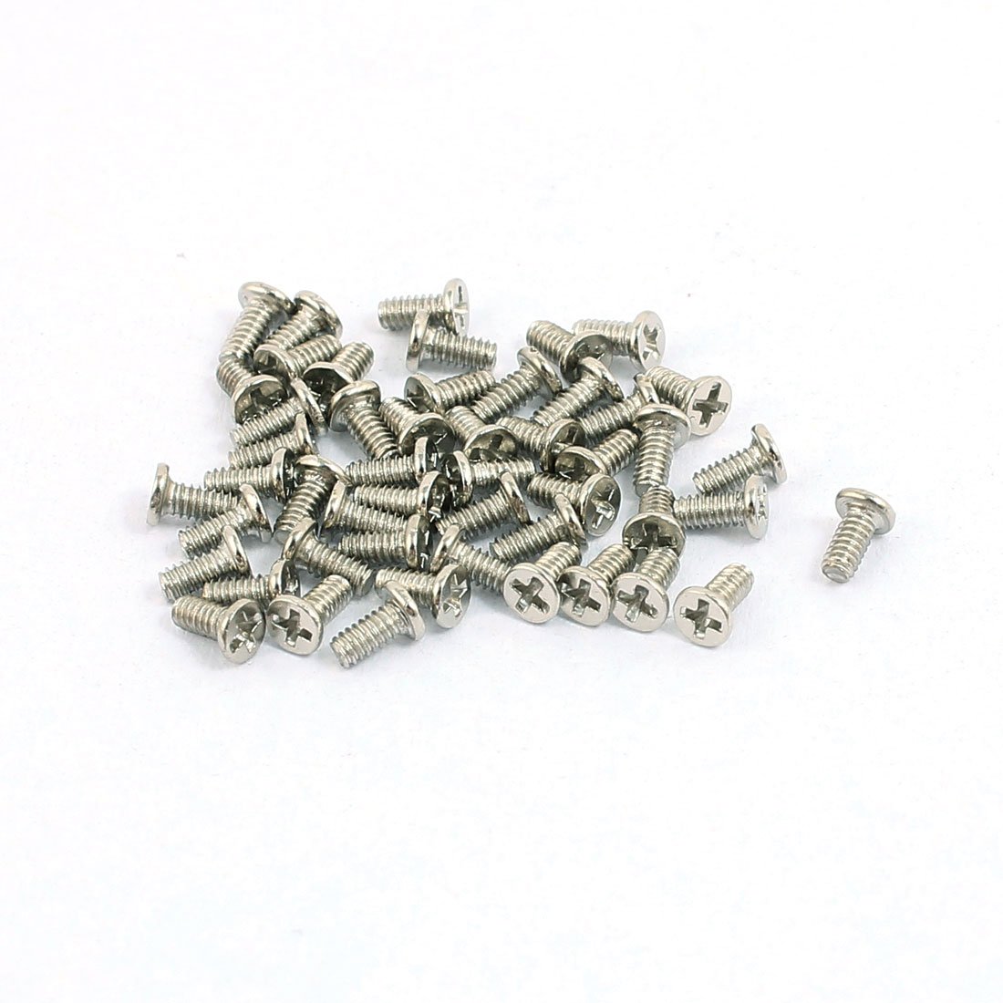 sourcing map M1.4x2.5mm Male Thread Phillips Flat Head Bolt Screw Suitable for Double Bed Furniture TV Rack Wall Hanging 50pcs