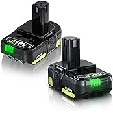 Bonacell 2Pack 18V 4000mAh Replacement for Ryobi 18V Battery Compatible with Ryobi 18v P107 One+ Power Tools 18V PBP002 PBP003 PBP004 P102 P103 P104 P105 P107 P108 P109 P190 Cordless Power Tools