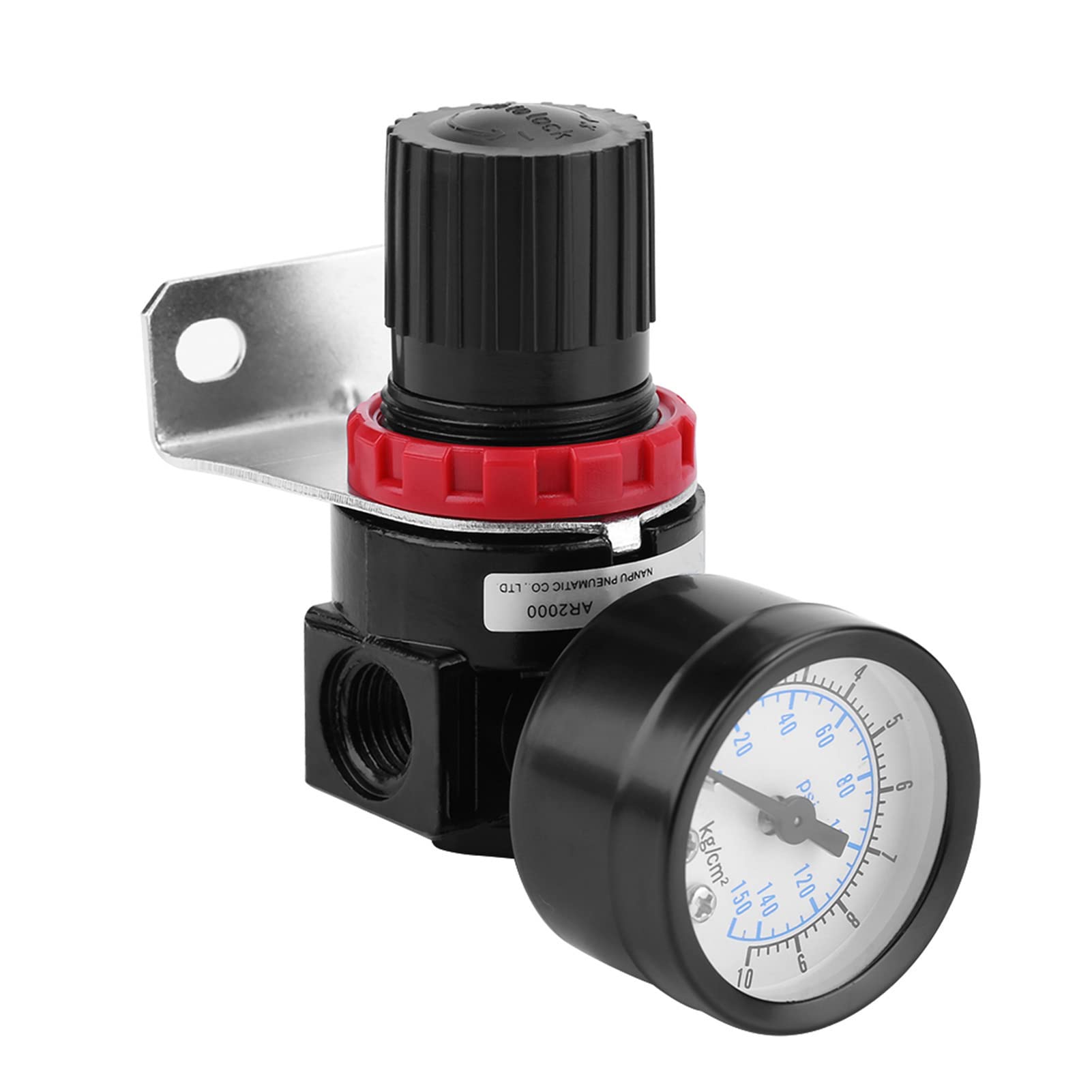 Haofy Air Pressure Regulator, G1/4 Pneumatic Regulator Adjustable Air Pressure Compressor Control Valve Gauge with Bracket