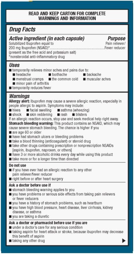  Basic Care Ibuprofen Liquid Gels 200 mg, Pain Reliever/Fever Reducer (Liquid Filled Capsules), 160 Count: Health & Personal Care