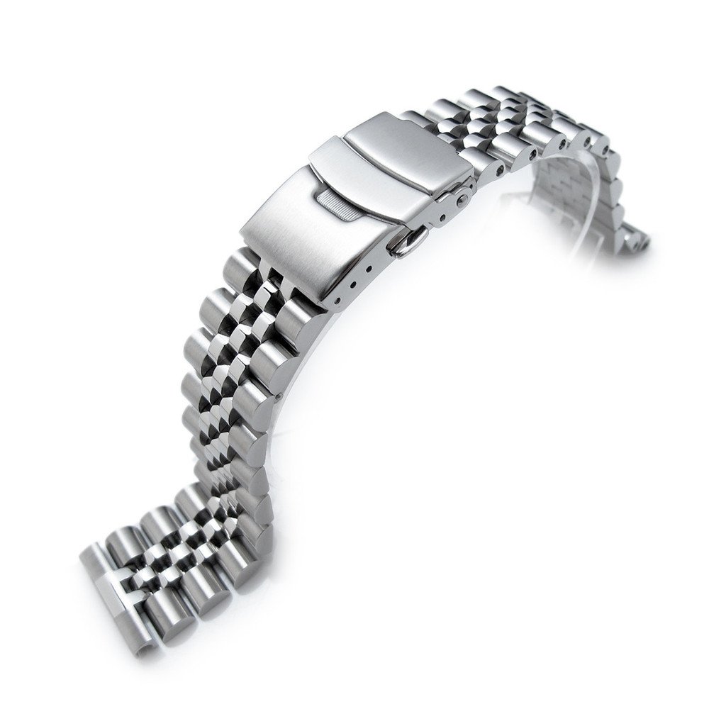 22mm Super-J Louis 316L Stainless Steel Watch Band, Solid Straight End, Diver Clasp