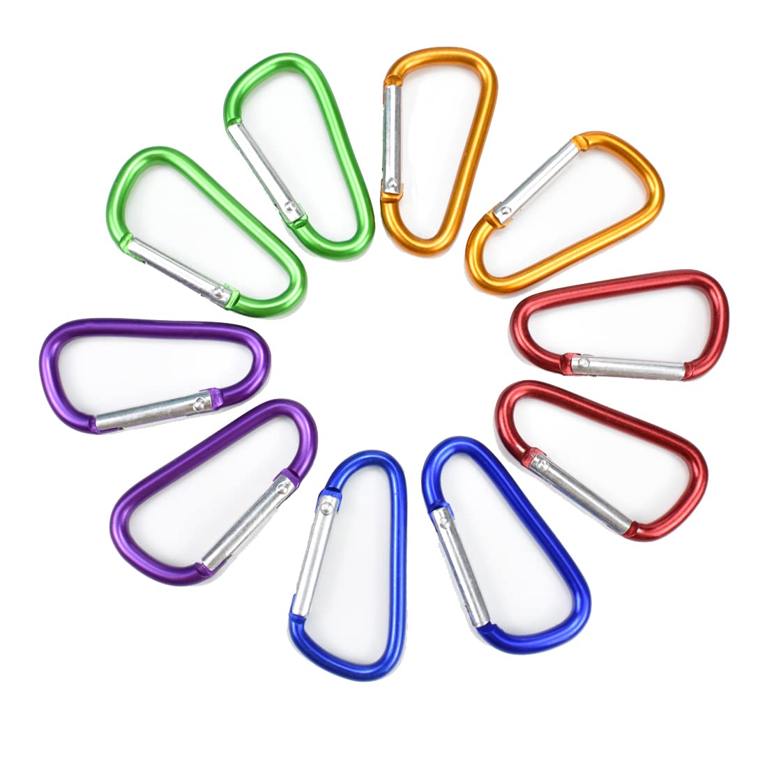 Syolee 10 Pcs Large Carabiner D Ring Clip Hook Durable Keychain Camping Accessories for Outdoor, Fishing, Hiking, Traveling